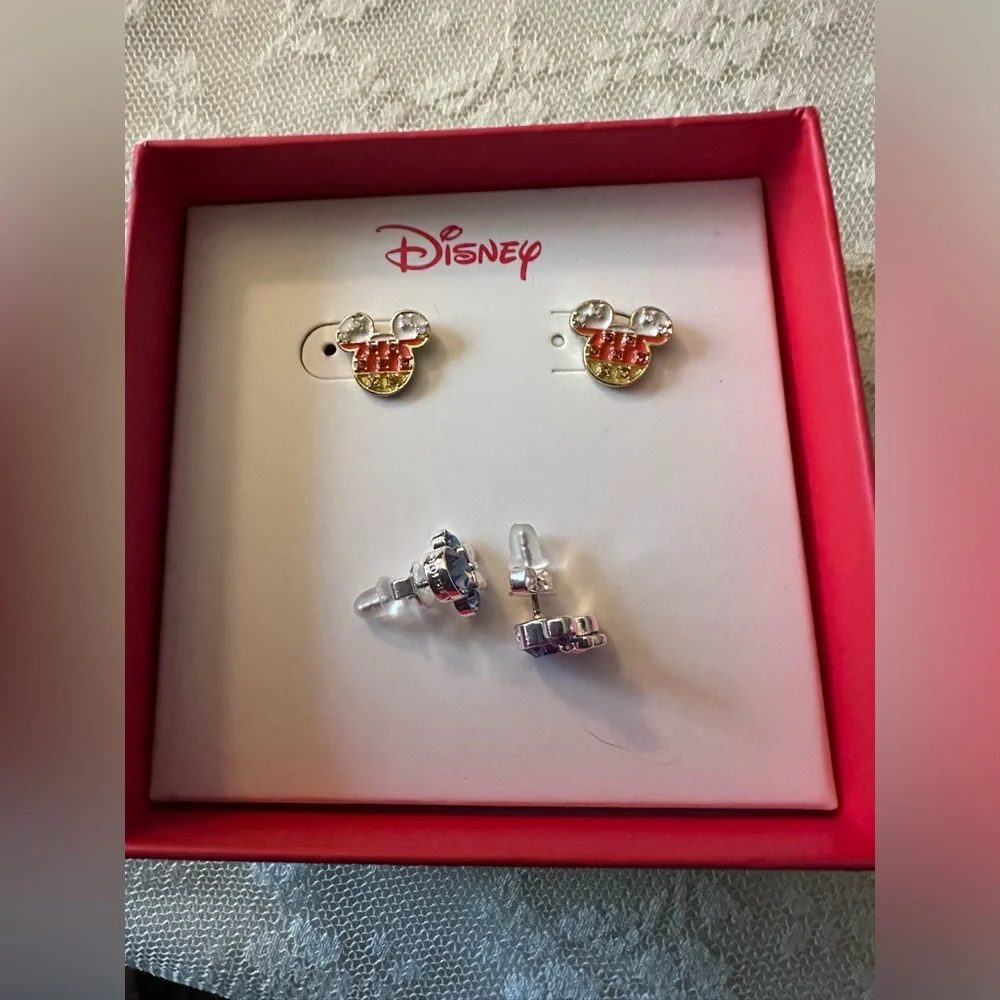 Mickey Mouse Earrings Gold Tone & Silver Tone pre owned you get both pairs